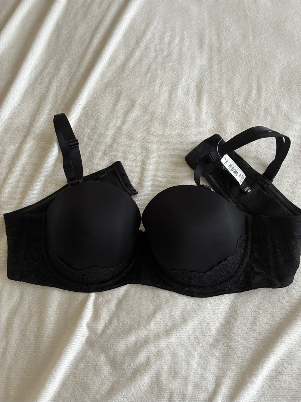 Torrid Curve Convertible Strappless Black Lace-Trim Underwire Bra NWT 40B